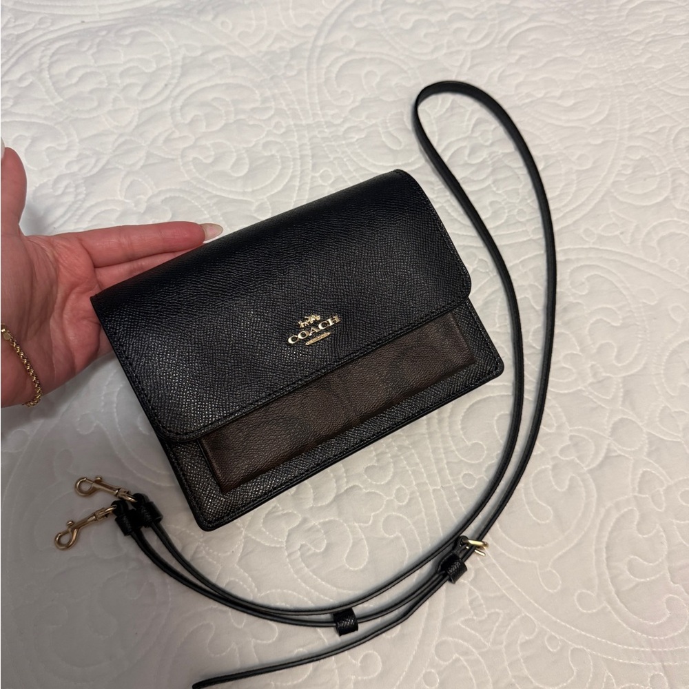 Coach Black and Brown Leather Crossbody Bag